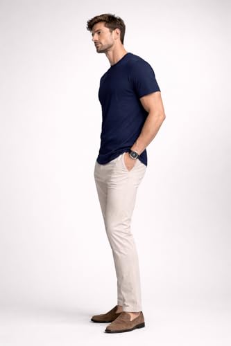 Image of Mens T Shirt Premium Cotton Slim Fit Crew Neck Short Sleeve Casual Basic Tee Soft Breathable Everyday Essential