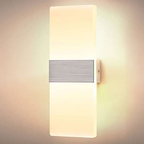 Lightess Modern Wall Sconces Dimmable 12W, LED Wall Lights Silver Up ...