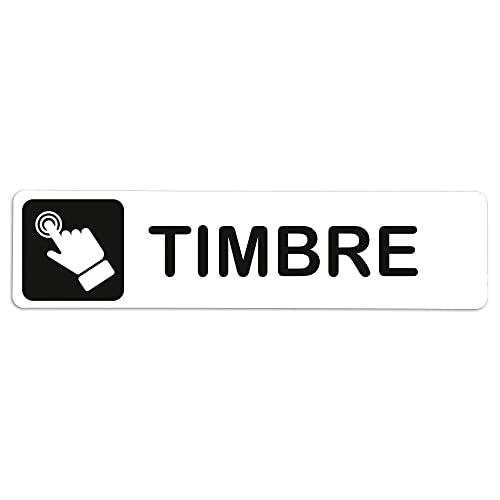 Becral® - Señal adhesiva de PVC TIMBRE | Placa puerta PVC BLANCO | Señal informativa | Cartel Puerta 200X50mm