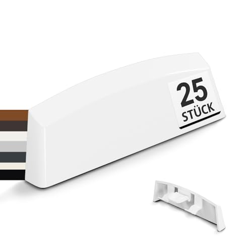 VOOXA 25 Stück Fenster Wasserschlitzkappen 45mm Weiß RAL 9016 für Schlitzfräsungen von 29-33 x 4,6-5 mm
