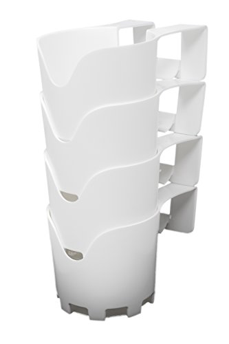 BeraTek Industries Storage Theory | Poolside Cup Holder | Designed for Above Ground Pools | Only Fits 2 inch or Less Round Top Bar | White Color | 4 Pack