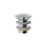 ERCOS Piletta Click Clak Per Lavabo Bagno, Calotta In Ceramica , Colore Bianco lucido