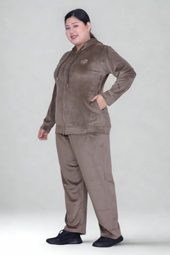 Image of CUPID Regular Fit Velvet Track Suit for Woman, Winter Wear Velvet Night Suit Set with Pockets for Sports, Night, Jogging, Daily Gym Wear L to 5XL