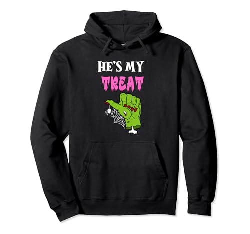 He's My Treat Funny Zombie Halloween Costume Matching Couple Sweat à Capuche