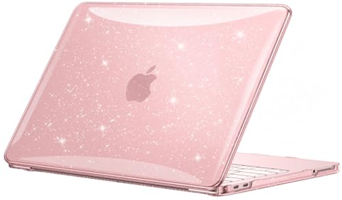 Image of EooCoo Compatible with Apple 2026 MacBook Neo Case 13 inch Mac Laptop A3404 with A18 Pro Chip & 13 inch Liquid Retina Display, Sparkly Transparent Hard Shell, Plastic Snap-on Cover, Glitter Crystal Blush