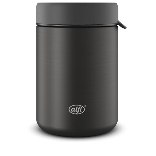 alfi ISO FOOD MUG 350 ml, Negro, Acero Inoxidable, Termo para Alimentos, Recipiente Aislante para Sopas, Ensalada, Muesli para llevar, mantiene el calor durante 5 horas, 10 horas frío, apto para