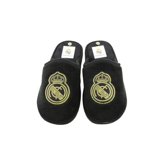 Zapatillas Casa Real Madrid para Hombre y niño Color: Negro Talla: 42 - Equipo futbol Escudo Real Madrid con licencia oficial. Fabricadas por Marpen.