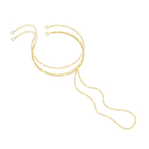 Image of Hand Chain Bracelet for Women Trendy, Dainty Silver Beaded Finger Ring Bracelet Non Tarnish Minimalist Adjustable Simple Cute Silver Bracelets Waterproof Fashion Jewelry