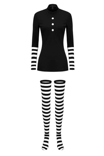 Hainnum The Puppet Costume Marionette Cosplay Adults The Puppet Dress Striped Stocking Women Halloween Outfits