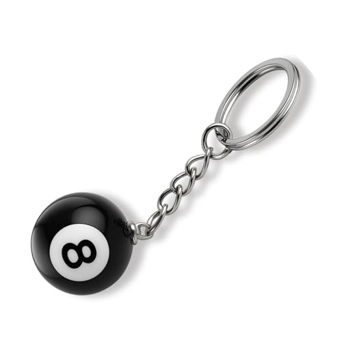 Yowfond 1 llavero de 8 bolas – colgante de bola de billar negro de metal y plástico – Llavero creativo para amigos, coche, bolsos, uso diario e idea de regalo