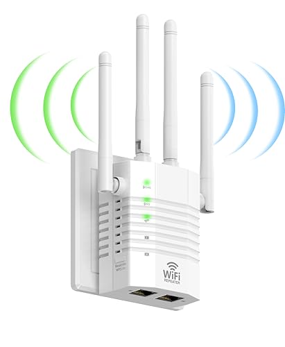 WiFi Extender Signal Booster, WiFi Extender, WiFi Booster, Up to 12880sq.ft and 105 Devices, Dual Band 5GHz/2.4GHz, WiFi Extenders Signal Booster for Home, with Ethernet Interface, Internet Extender