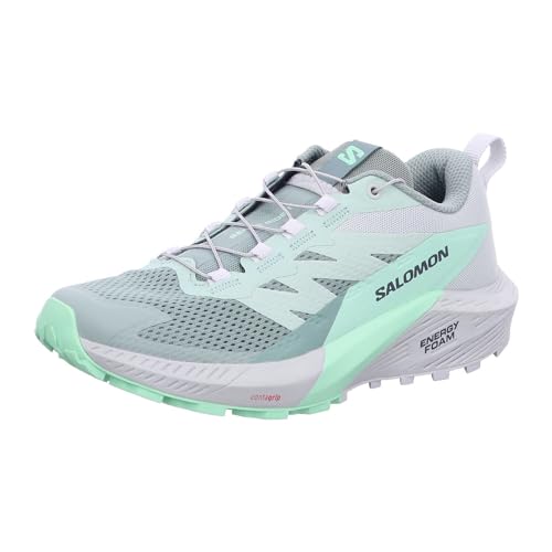 Salomon Sense Ride Zapatillas de Trail Running para Mujer, Amortiguación y respuesta, Agarre versátil, Pala ligera, Lily Pad, 41 1/3