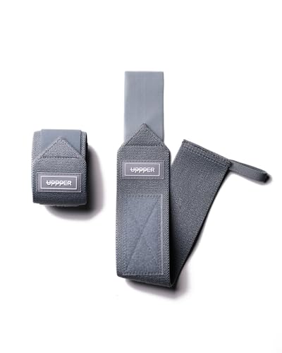 UPPPER Wrist Wraps for Weightlifting - 19" Wrist Support with Thumb Loop for Bench Press, Powerlifting, and Gym Workouts - Men & Women | Premium Fitness Gear (Grey)