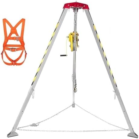 Fall Arrest Kits, Aluminum Rescue Tripod, Confined Space Tripod with 1200LBS Winch & 30m Fall Arrester and Seat Belt, Rescue Tripod for Sewer Wellhead, EAS(2600IBS-2