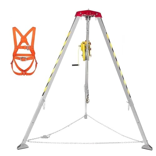Heavy-Duty Aluminum Rescue Tripod with Winch & Fall Arrester - Essential Safety Equipment for Confined Spaces Sewer Operations and Lifting Applications