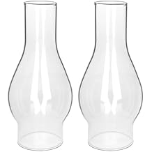Oil Lamp Chimney Replacement 2 1/8 Inch Base x 6.5 Inch Height Clear Glass Globe for Vintage Kerosene Lamps, Hurricane Lamp Shade & Parts2 Pack