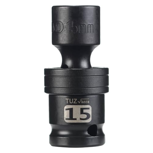 Image of 1 /2 inch Universal Joint Socket.1 /2-Inch Drive Shallow Impact Universal Joint Swivel Socket.Chrome Molybdenum Steel.6 Point, Metric 15mm