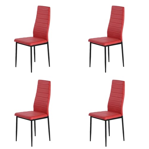 buybyroom Chaise Cuisine lot de 4, Sedie Imbottite Sala da Pranzo Moderne, Gambe in Metallo, Adatto per Cucina, Soggiorno e Ufficio, Rosso