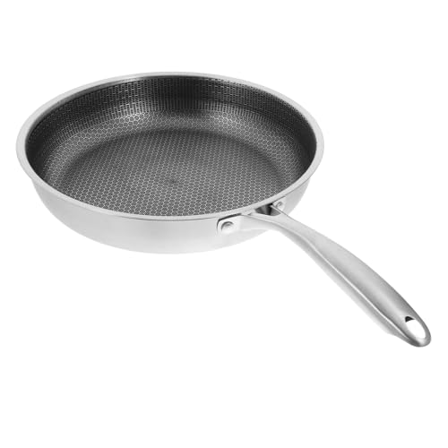 DOITOOL Sartén de Acero Inoxidable con Fondo Plano y Recubrimiento Panal Antideslizante Resistente Rayaduras Apta para Cocinar Huevos Mariscos y Carnes para Tipo de Cocinas Domésticas