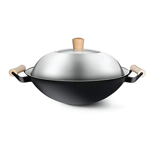 Wok grande de hierro fundido sin recubrimiento 34 cm miniatura 1