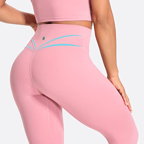 Desol 25”/28” Yoga Leggings With Inner/Side Pockets For Women, High Waisted Workout Pants, Tummy Control Butt Lifting D-Pink #TOP1