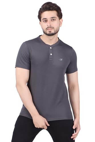 Amazon Brand - INKAST Men's Regular Fit T-Shirt (IKGF004-HENLEY-HS_Charcoal S)