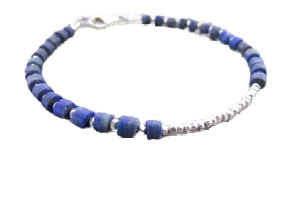 Bracelet lapis lazuli 4mm en forme de tube LKBEADS LCBR-4128