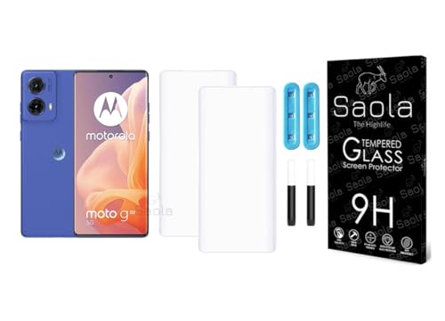 Image of Saola 2-Pack UV Curved Tempered Glass for Motorola G85 | 9H Hardness | Edge-to-Edge Full Screen Coverage | UV Light Installation | Scratch Resistant | Case Friendly Screen Protector. (6.67 Inches)