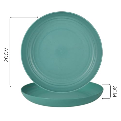 Image of Wheat Straw Dinner Plate Set, Eco-Friendly Dinner Set Round Serving Plate, Dishwasher & Microwave Safe - Perfect for Dinner Dishes Deep Plates Easy to Clean (Dark Green -4PCS, 20 cm)