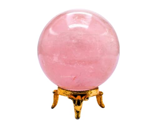 Image of Certified Rose Quartz Crystal Ball for Meditation - Premium Crystal Vastu Items for Home and Feng Shui Items for Good Luck - Ideal for Pooja Supplies and Spiritual Practices (2.5 inch Inch)