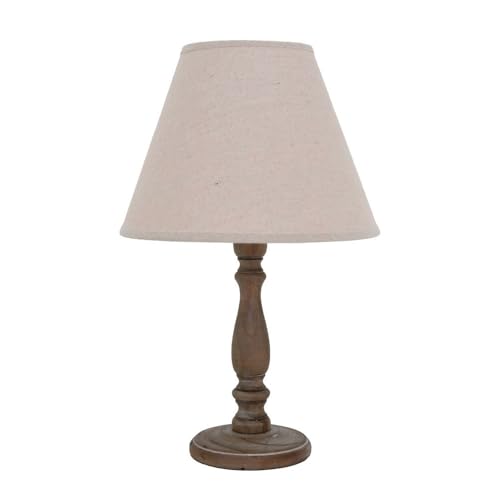 Tischlampe FARMY braun rustikal D23cm aus Holz im Landhausstil Farmhouse E27