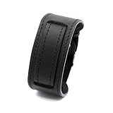 FB1 handmade black leather rectangle bund watch strap 18 mm pass through type one piece design