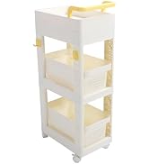 3 Tier Rolling Cart, Utility Rolling Storage Cart with Drawer 360 Degree Movement Cart Organizer ...
