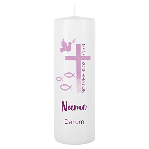 Herz & Heim Konfirmationskerze mit Aufdruck 8 x 25 cm