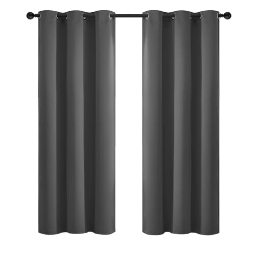 Yakamok Blackout Curtains for Bedroom, Thermal Insulated Room Darkening Curtains, Light Blocking Blackout Drapes for Living Room- 2 Panels,42x72 Inch, Charcoal Grey