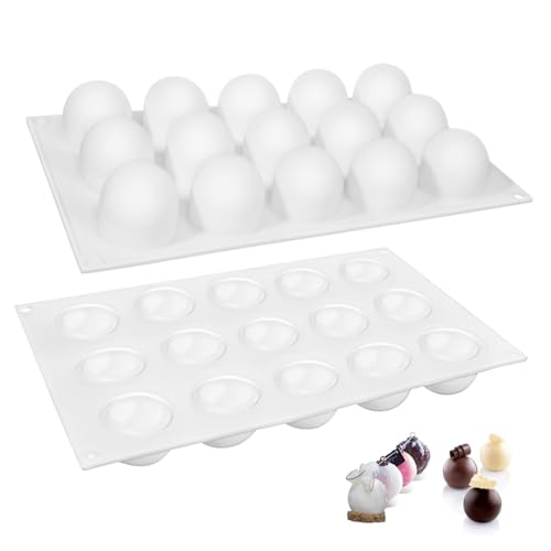 ZUNOXAZ 2 Piezas Molde Para Mousse Postre Silicio Círculo Esfera Chocolate Horneado Moho Redondo Forma Hornada Molde De Silicona Para Helado Accesorios Para Hornear Gel De Sílice Blanco