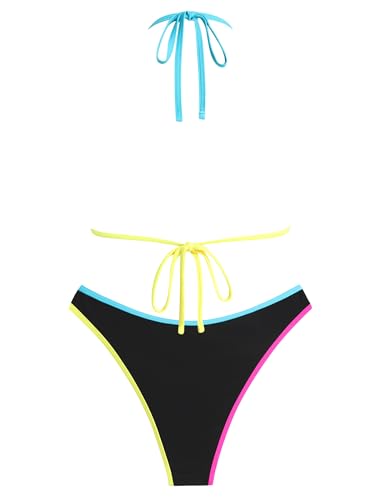 Image of ZAFUL Womens Halter Bikini Sets Triangle Bikinis High Cut Swimsuits 2 Piece Bathing Suits Sexy Swimwear