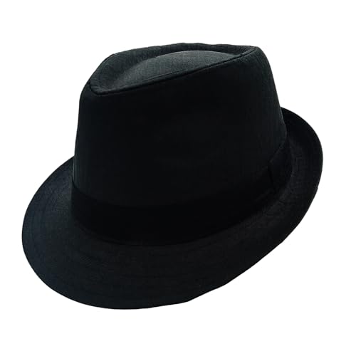 Sucanra Short Brim Trilby Fedora Hat for Men Women (US Numeric 7 1/2 7 5/8 Black)