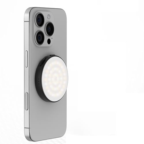 Magnetic LED Fill Light for Phone: Stepless Dimming, Type - C Charging, Lightweight and Portable,Magnetizing Ring + Data Cable Included (Black)