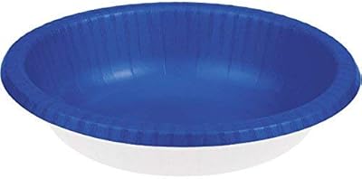 Club Pack of 200 Cobalt Blue and White Paper Party Banquet Dinner Bowls 20 oz