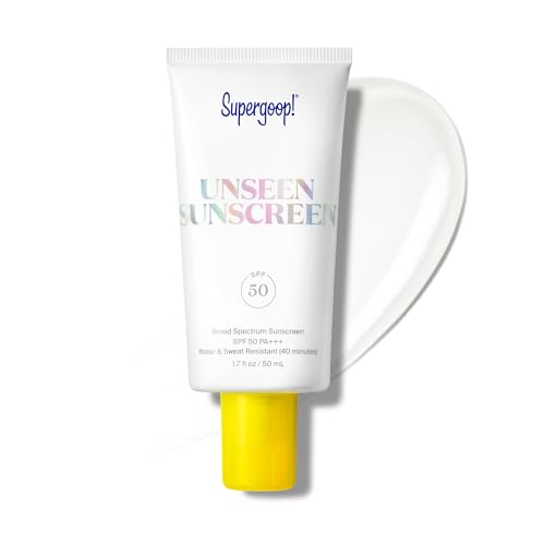 Supergoop! Unseen Sunscreen – SPF 50 – Clear & Invisible Face Sunscreen + Broad Spectrum + Makeup-Gripping Primer – Weightless, Scentless, Oil Free – For All Skin Types & Tones – 1.7 fl oz