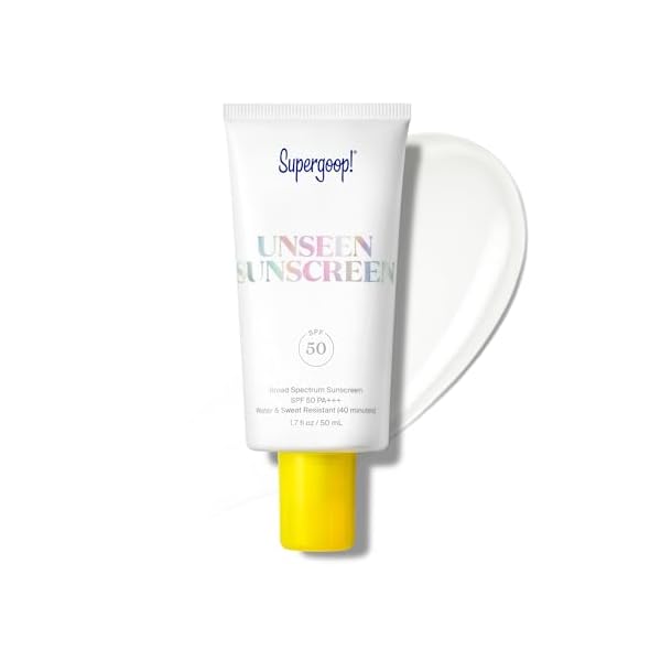 Supergoop! Unseen Sunscreen – SPF 50 – Clear & Invisible Face Sunscreen + Broad Spectrum + Makeup-Gripping Primer – Weightless, Scentless, Oil Free – For All Skin Types & Tones – 1.7 fl oz