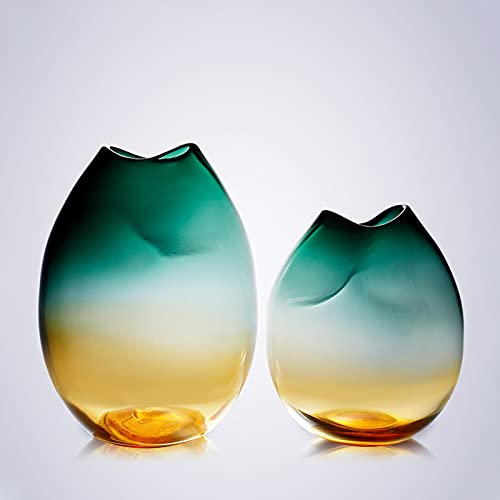 Lichte Luxe Gebrandschilderde Transparante Glazen Vaas, Moderne Stijl GradiëNt Tulpenvaas, Geometrische Modellering Bloemencontainer Voor Woonkamer Slaapkamer Veranda - Afbeelding 4