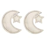 Buhdjfnke 2 Sets Ramadan Holztablett Mond Holzstern Geschirr Eid Mubarak Party Serviergeschirr für...