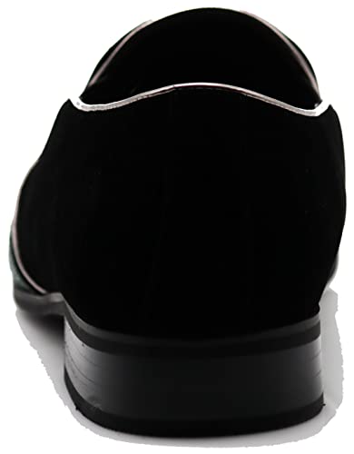 Image of Enzo Romeo Crisiano Men Rhinestone Chrome Toe Suede Pointy Dress Loafer Slip On Shoes