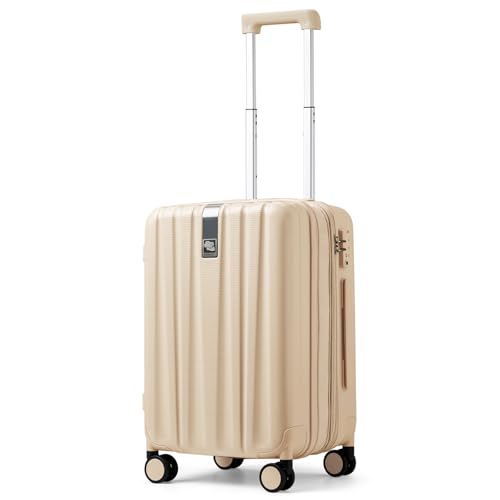 Image of Hanke 20 Inch Expandable Carry on Luggage 22x14x9 Airline Approved Lightweight PC Hard Shell Suitcases with Wheels Travel Luggage Rolling Suitcase Travel Luggage Bag for Weekender(Cuba Sand Pink)