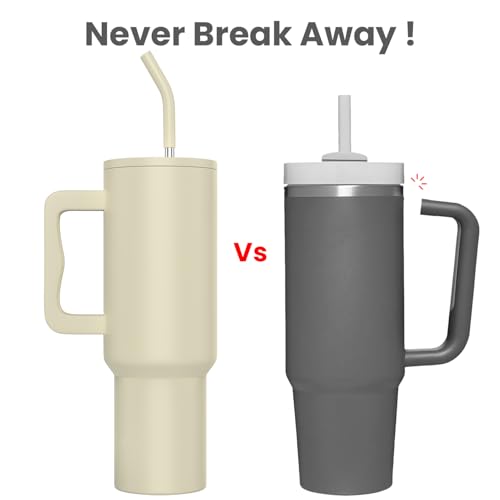 Image of enem Tumbler, Minimal Latte, Tumbler with Metal Straw, Sipper, with Lid Leak Proof, 1 Metal Ice Cube, 1 Copper Spring (Tamba), Base Protector, Mug Travel, 1.2L