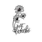 Rajukit Dandelion Wall Art with Just Breathe Quote – Inspirational Metal Flower Decor, Rustic Yoga & Office Wall Sculpture – Indoor/Outdoor Black Iron Dandelion Art for Home, Zen Spaces(11.8 x 7.1IN)