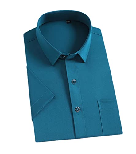 Chemise décontractée homme à manches courtes REHJJDFD EN8 S avec poche plaquée unique couleur unie