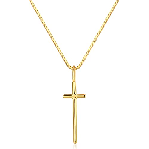 Skinny Cross Necklace | Christian Pendant Chain | Religious Faith Necklace | 16.5''+2'' Extender